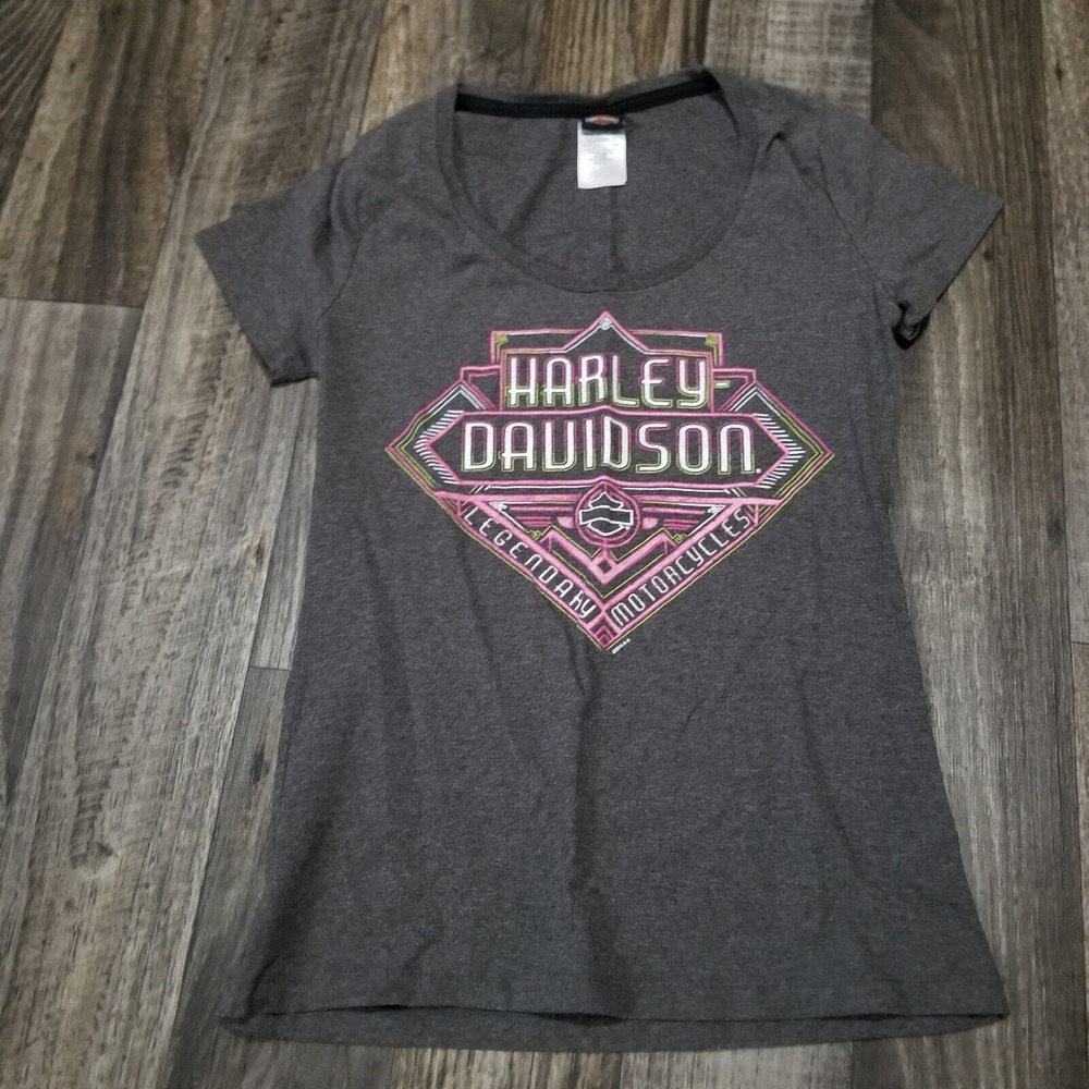 Harley Davidson Medium Shirt Neon Lights Gray Pink Paducah, Kentucky